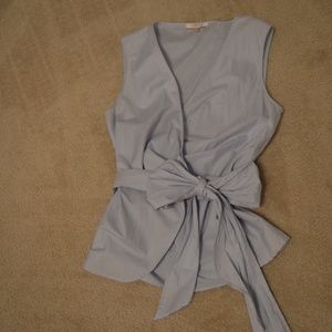 Light Blue cotton wrap blouse